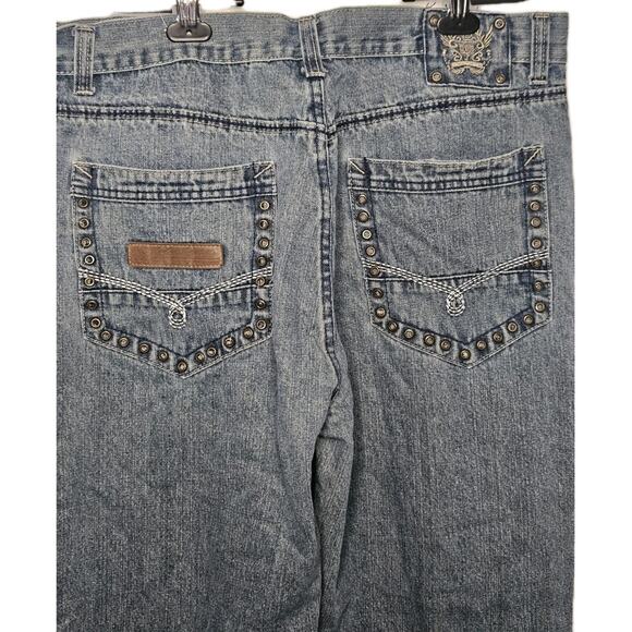 Phat Farm Jeans Men's 38x32 Regular Fit Straight Blue Denim Pants Y2K Hip Hop - Picture 5 of 10